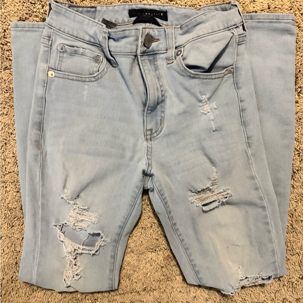 Aeropostale Distressed Light Blue Skinny Jeans